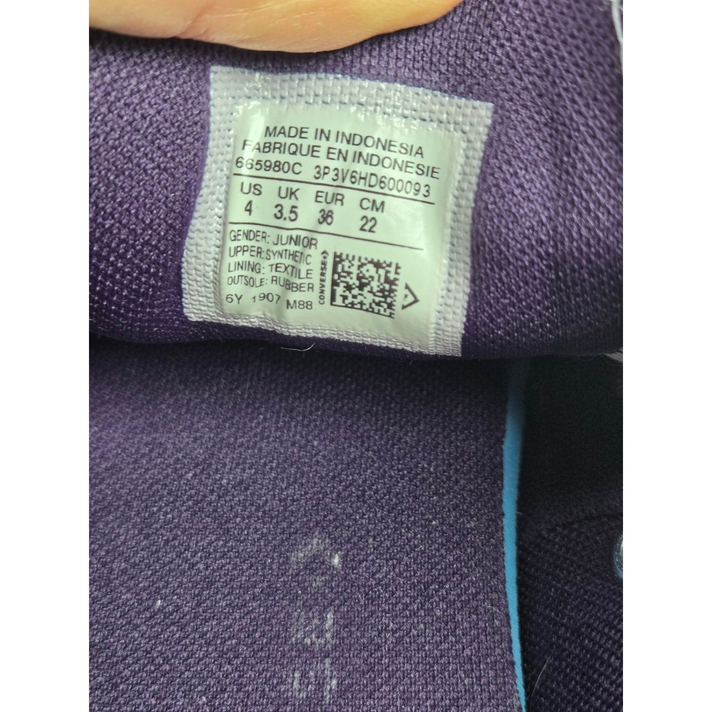 Converse Chuck Taylor All Star Purple Glitter Low  Sneakers Junior Sparkly Eu 36 - Picture 9 of 10
